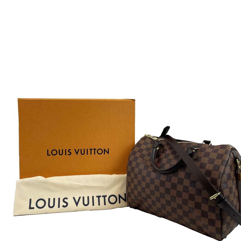 LOUIS VUITTON Excellent Damier Ebene Speedy Bandouliere 30 Brown Handbag - Logoexplore - Image 3