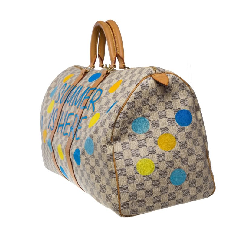 LOUIS VUITTON Customized "Summer X Spring" Keepall 50 travel bag in azure canvas - Logoexplore - Image 3