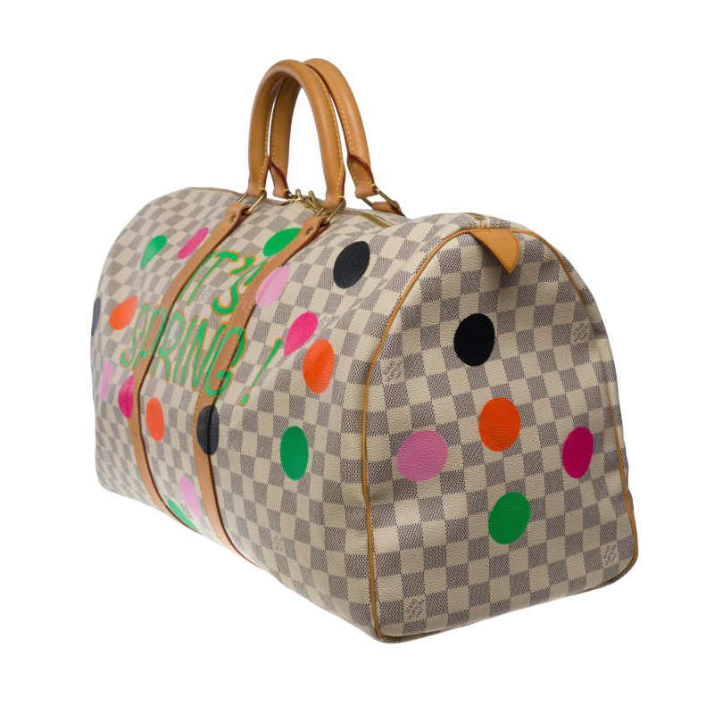 LOUIS VUITTON Customized "Summer X Spring" Keepall 50 travel bag in azure canvas - Logoexplore - Image 4