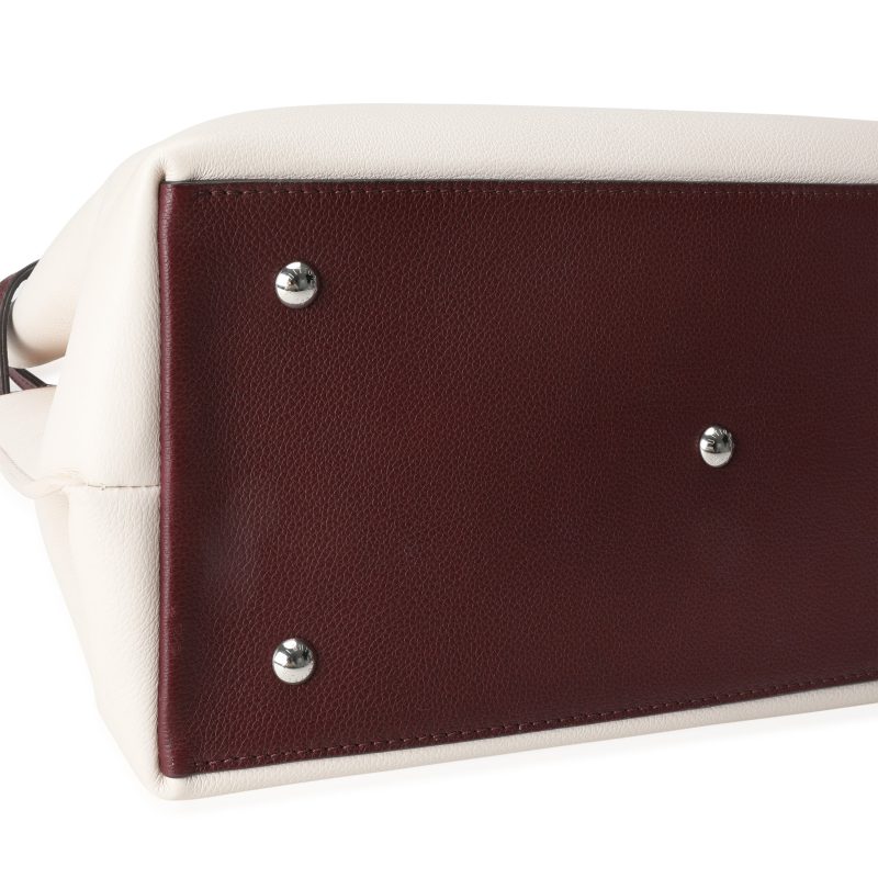 LOUIS VUITTON Cream & Burgundy Grained Calf Leather Lockme Day Bag - Logoexplore - Image 5