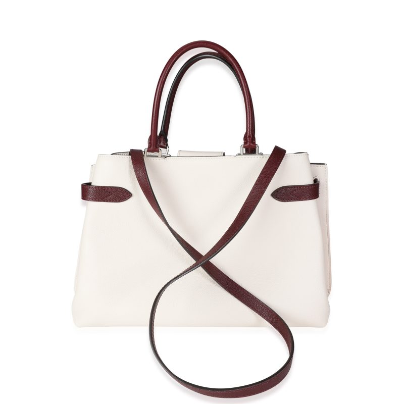 LOUIS VUITTON Cream & Burgundy Grained Calf Leather Lockme Day Bag - Logoexplore - Image 3