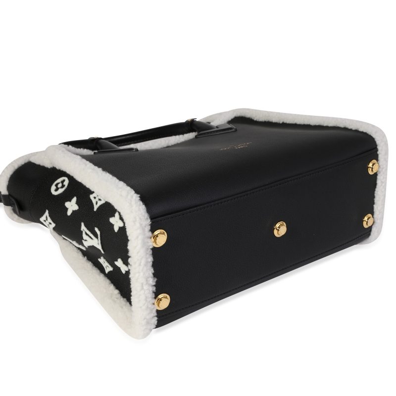 LOUIS VUITTON Black Grained Calfskin & White Shearling Monogram On My Side MM - Logoexplore - Image 2