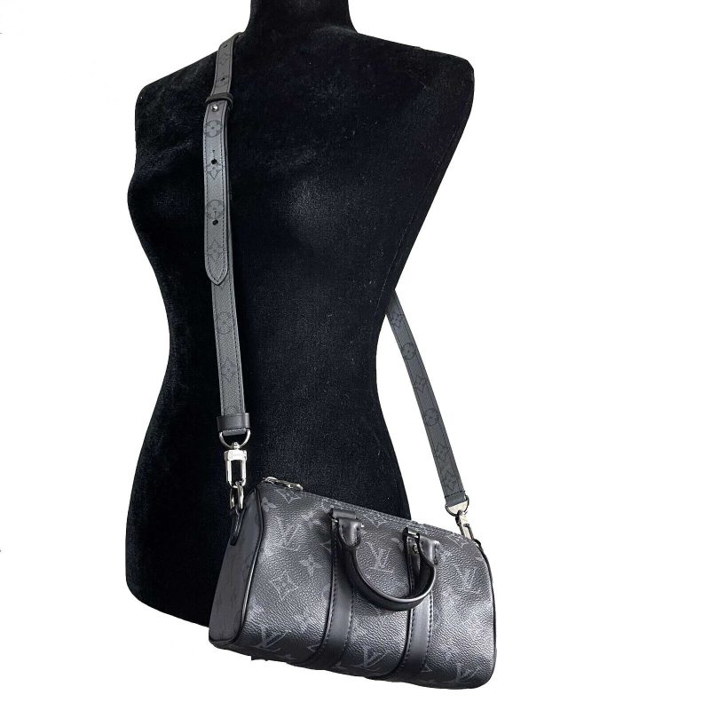 LOUIS VUITTON Excellent Reverse Monogram Eclipse Keepall XS Black Crossbody Bag - Logoexplore - Image 8