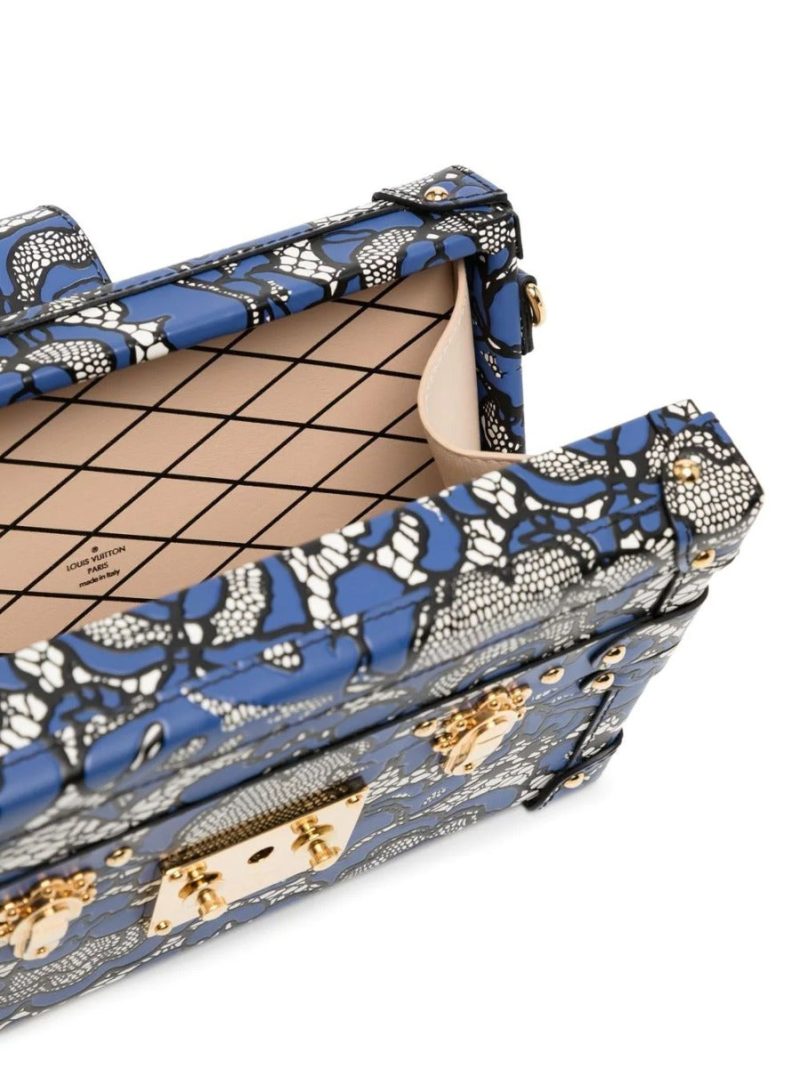 LOUIS VUITTON Blue Lace Floral Petite Malle Bag - Logoexplore - Image 5