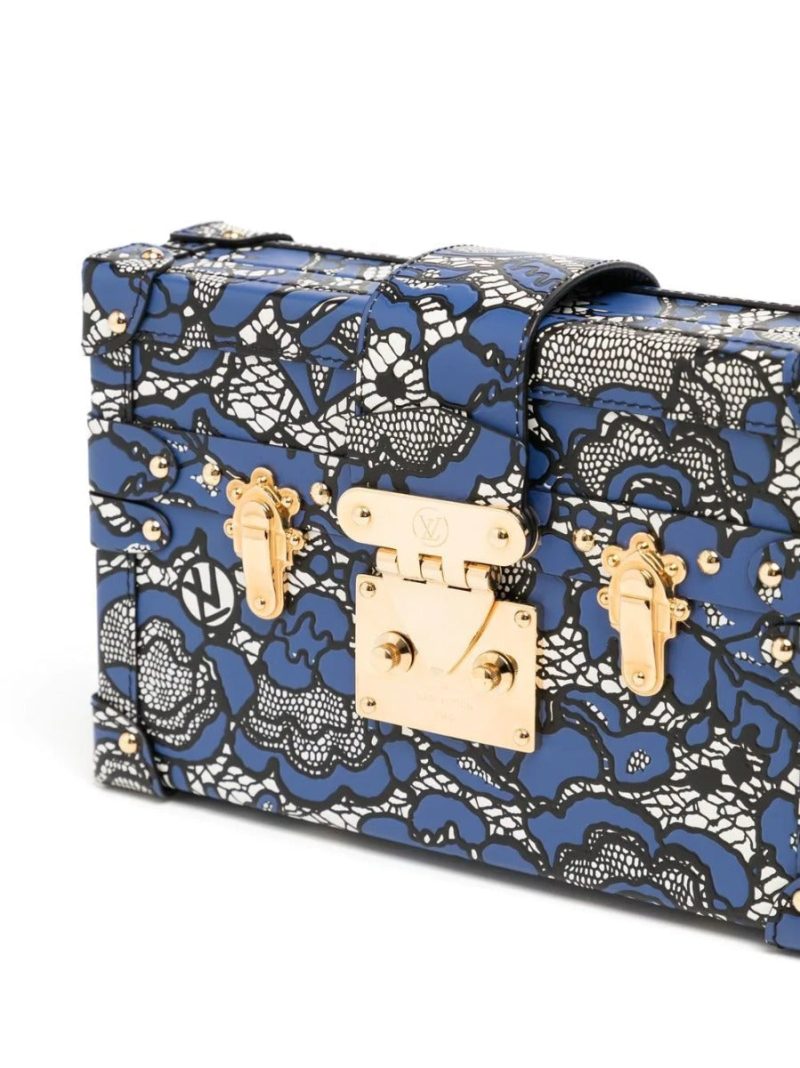 LOUIS VUITTON Blue Lace Floral Petite Malle Bag - Logoexplore - Image 3