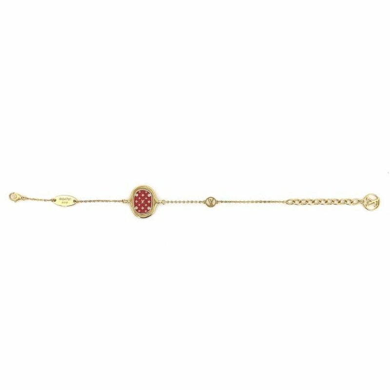 LOUIS VUITTON Bracelet Brasserie Lady Lucky Gold Red Silver M64761 Monogram GP LE0137 - Logoexplore - Image 3