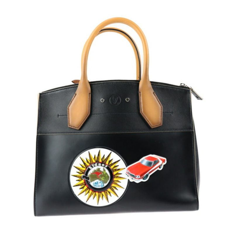 LOUIS VUITTON City Steamer MM World Tour Collection Handbag M43080 Leather Black Multicolor Silver Hardware 2WAY Shoulder Bag Vuitton - Logoexplore - Image 3