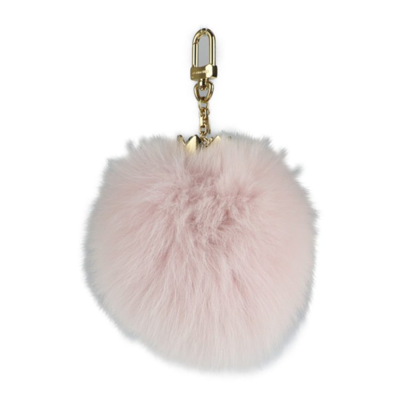 LOUIS VUITTON Fluffy Keychain M67371 Rabbit Fur Metal Rose Claire Bag Charm - Logoexplore