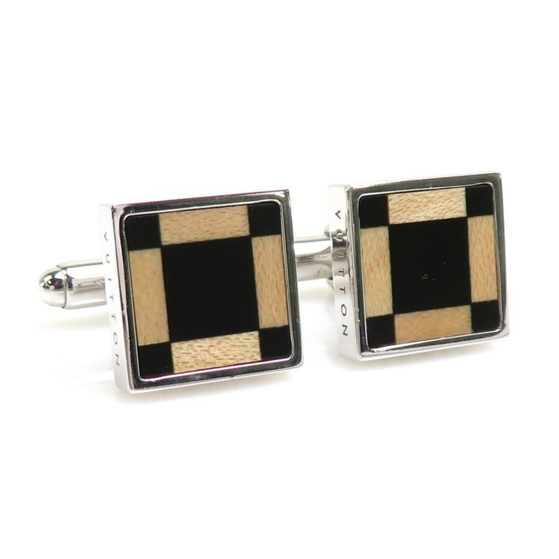 LOUIS VUITTON Cufflinks Silver 925/Wood Silver/Black/Beige Men's - Logoexplore