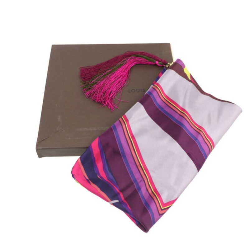 LOUIS VUITTON fringed scarf silk purple multicolor 400505 apparel accessories - Logoexplore - Image 6