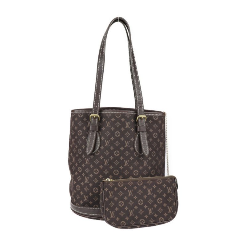 LOUIS VUITTON Bucket PM Tote Bag M95226 Monogram Minilan Leather Dark Brown Gold Hardware Shoulder - Logoexplore