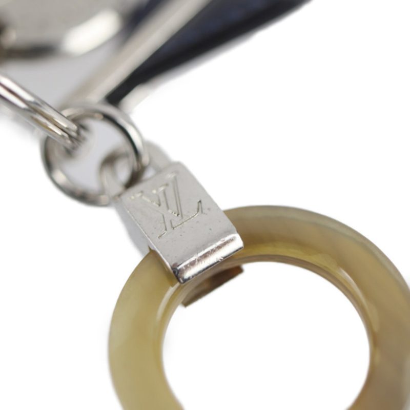 LOUIS VUITTON Dreaming Charms Keychain MP1776 Metal Leather Silver Navy Key Ring - Logoexplore - Image 5