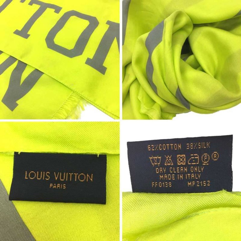 LOUIS VUITTON Etole Fluo MP2152 Neon Yellow Stole Shawl Paleo Large Format Silk x Cotton - Logoexplore - Image 3