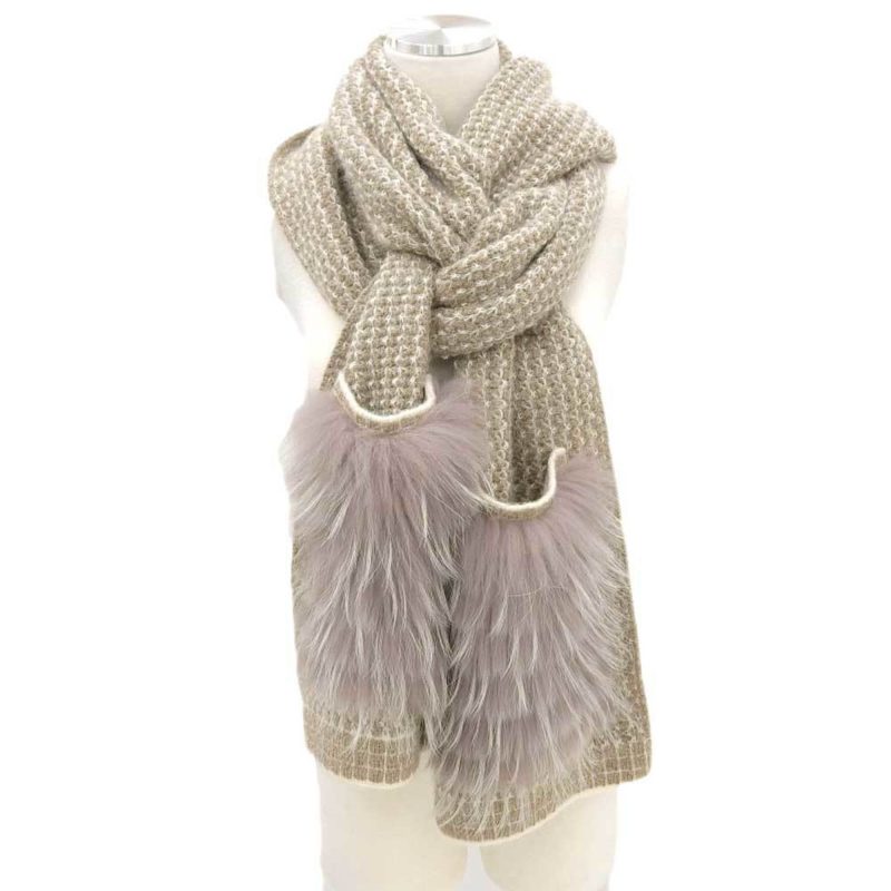 LOUIS VUITTON fur muffler mohair blend brown with pocket stole M75090 - Logoexplore - Image 2