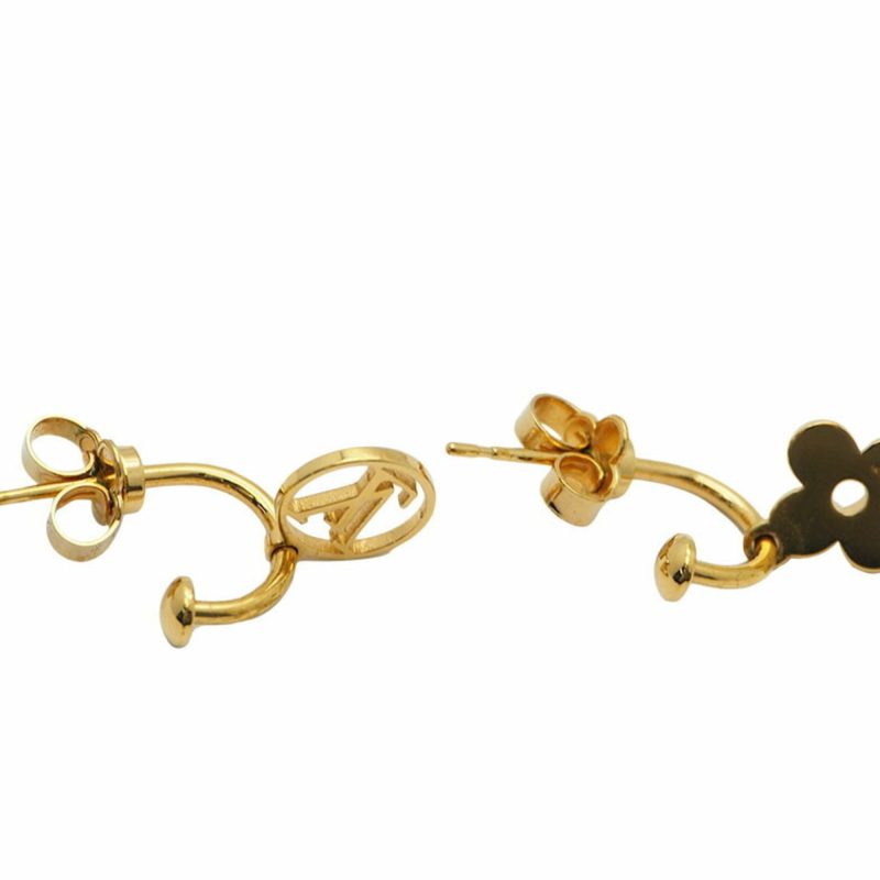 Louis Vuitton Bookle Dreille Blooming Earrings Gold M64859 LV Circle Monogram Flower - Logoexplore - Image 3