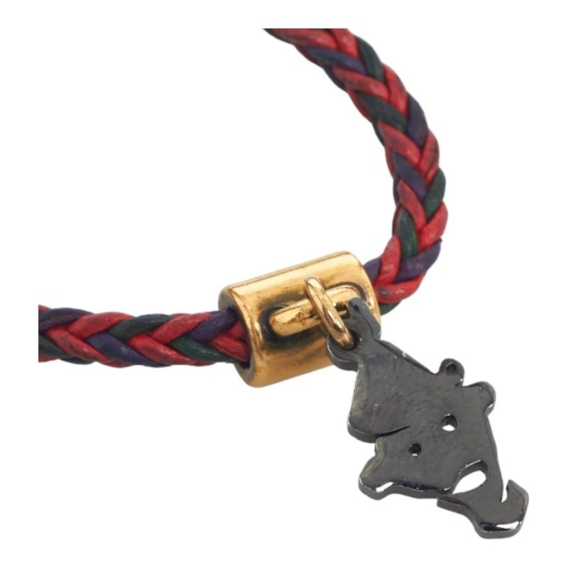 LOUIS VUITTON Brass Reflex Friendship Bangle Bracelet MP234E Red Black Gold Leather Women's - Logoexplore - Image 4