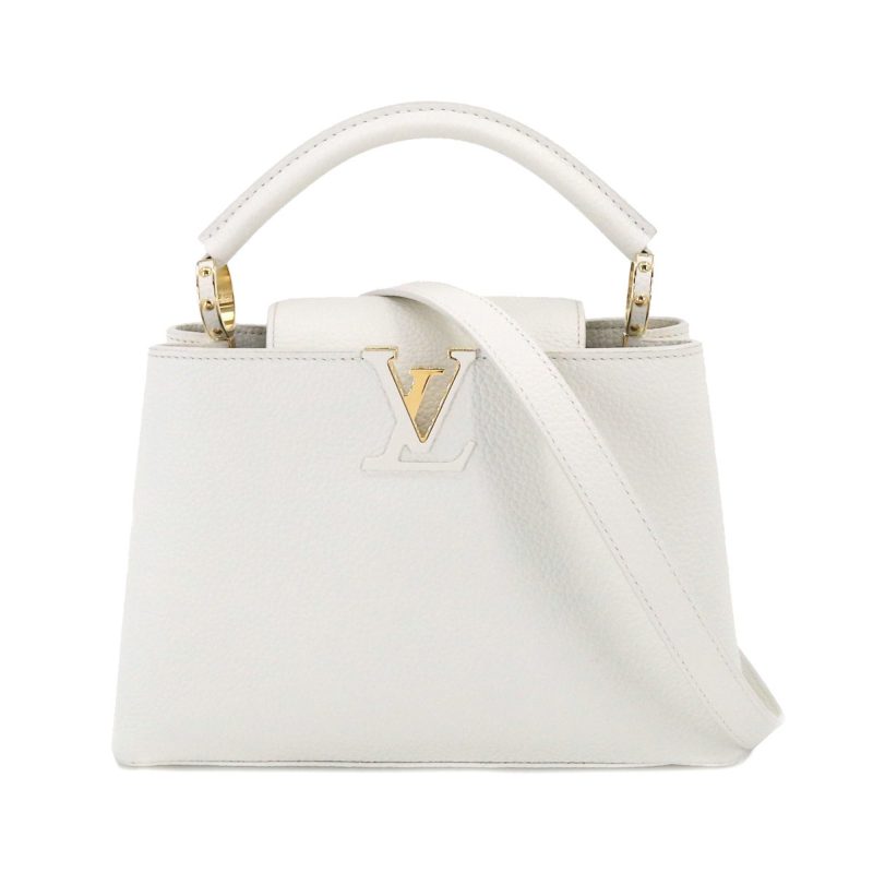 LOUIS VUITTON Capucines BB 2way Hand Shoulder Bag Taurillon Leather Snow White M55832 RFID - Logoexplore