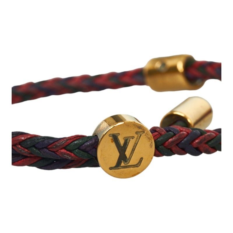 LOUIS VUITTON Brass Reflex Friendship Bangle Bracelet MP234E Red Black Gold Leather Women's - Logoexplore - Image 5