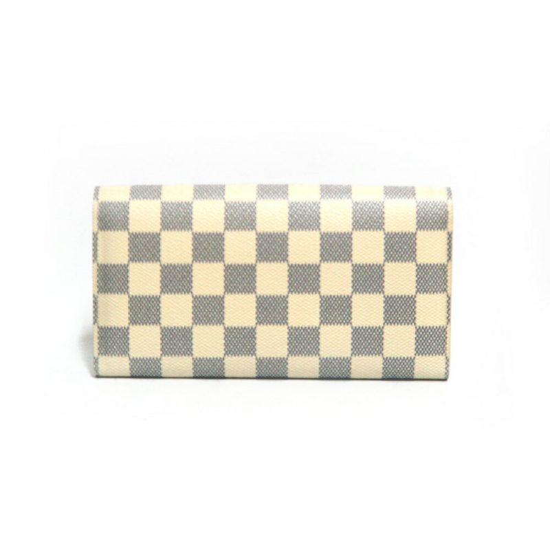 Louis Vuitton Damier Azur LV Long Wallet with Coin Purse Portofeuil Sara N61735 White Azul Ladies Leather - Logoexplore - Image 2