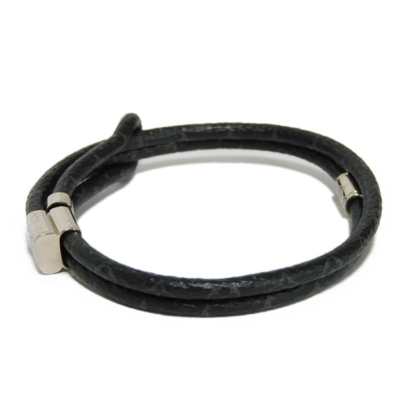 LOUIS VUITTON Bracelet LV Slide Logo Initial Flower Black Monogram Eclipse M8075Z Men's Accessories Jewelry - Logoexplore - Image 2