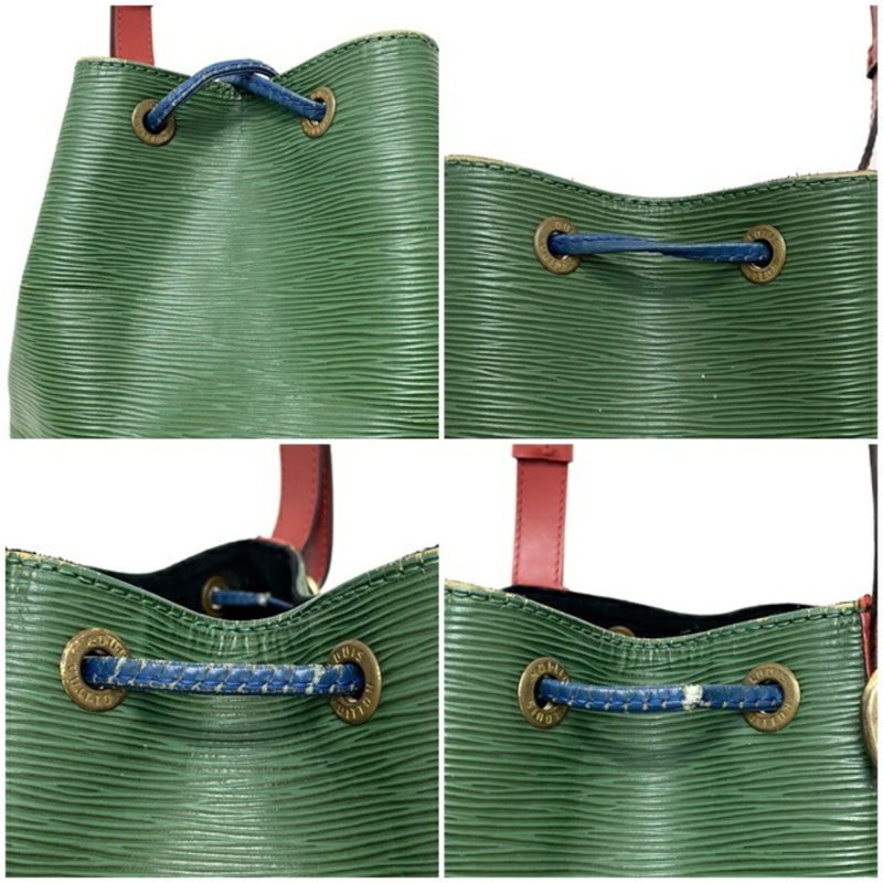 Louis Vuitton Drawstring Bag Petit Noe Green Red Blue M44147 Shoulder Leather A20953 LOUIS VUITTON Bicolor String Women's Men's Accent - Logoexplore - Image 6