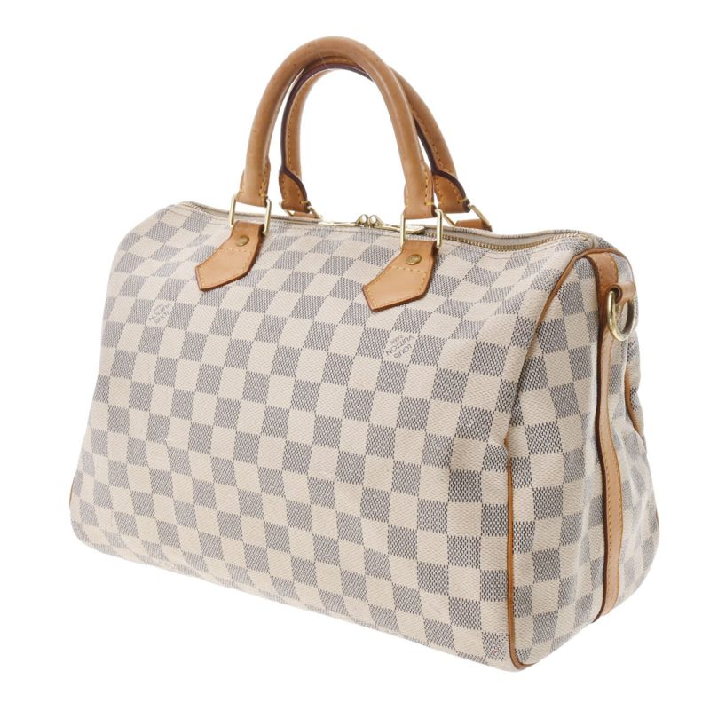 LOUIS VUITTON Damier Azur Speedy Bandouliere 30 Made in USA White N41001 Women's Handbag - Logoexplore - Image 2