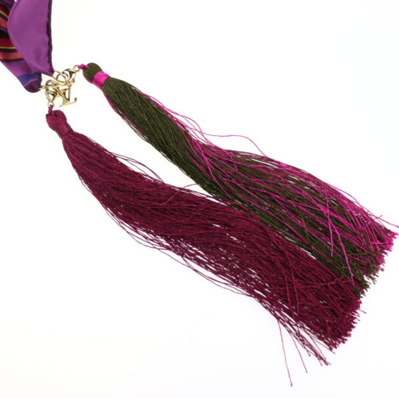 LOUIS VUITTON fringed scarf silk purple multicolor 400505 apparel accessories - Logoexplore - Image 5