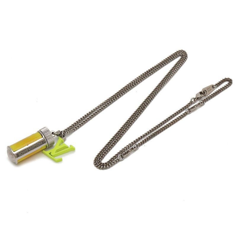 LOUIS VUITTON Collier LV Fluo Necklace Pendant Jaune Neon Yellow Metal Silver Color MP2143 - Logoexplore - Image 2