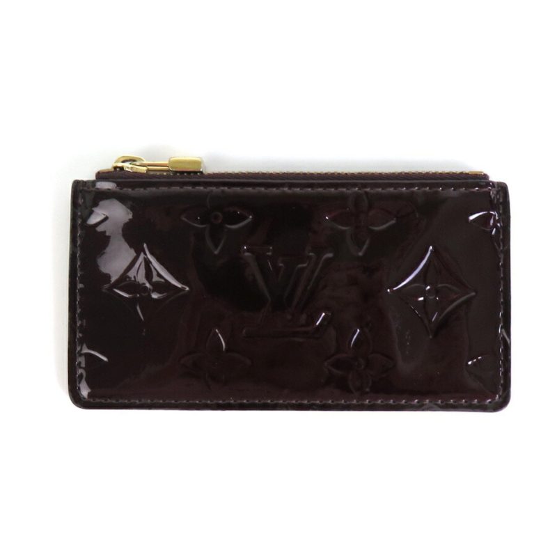 LOUIS VUITTON coin case key monogram verni pochette cre patent leather amaranto gold unisex M93518 - Logoexplore