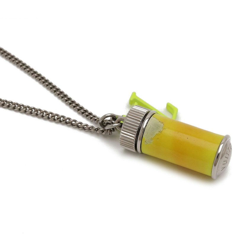 LOUIS VUITTON Collier LV Fluo Necklace Pendant Jaune Neon Yellow Metal Silver Color MP2143 - Logoexplore - Image 4