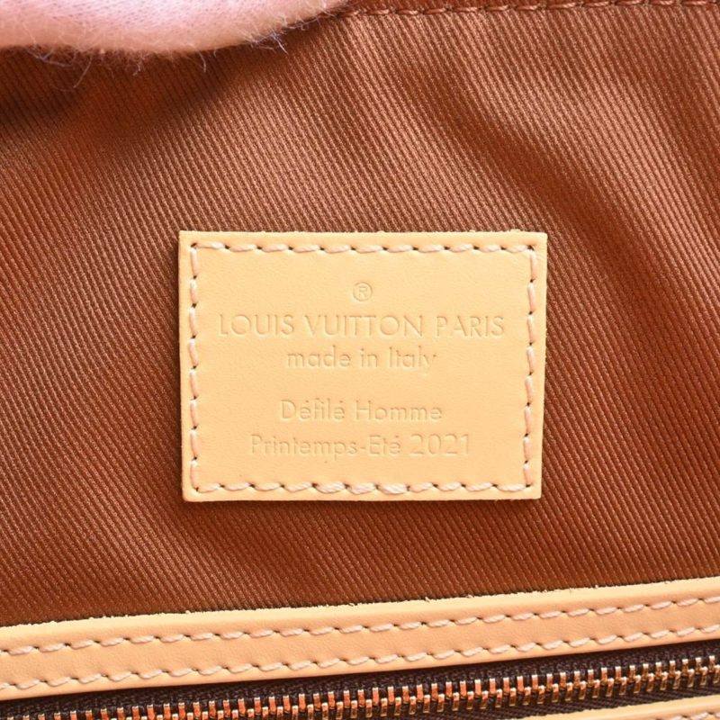 LOUIS VUITTON Damier Giant Raffia Keepall Bandouliere 50 Handbag Boston Bag M57419 Beige Orange Ladies - Logoexplore - Image 7
