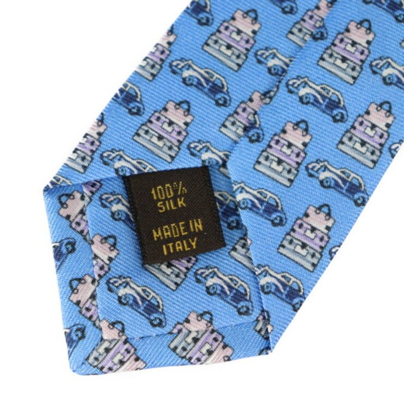 LOUIS VUITTON Cravat Globetrot Cars Tie M78558 Silk 100% Light Blue System Trunk x Car Pattern - Logoexplore - Image 4