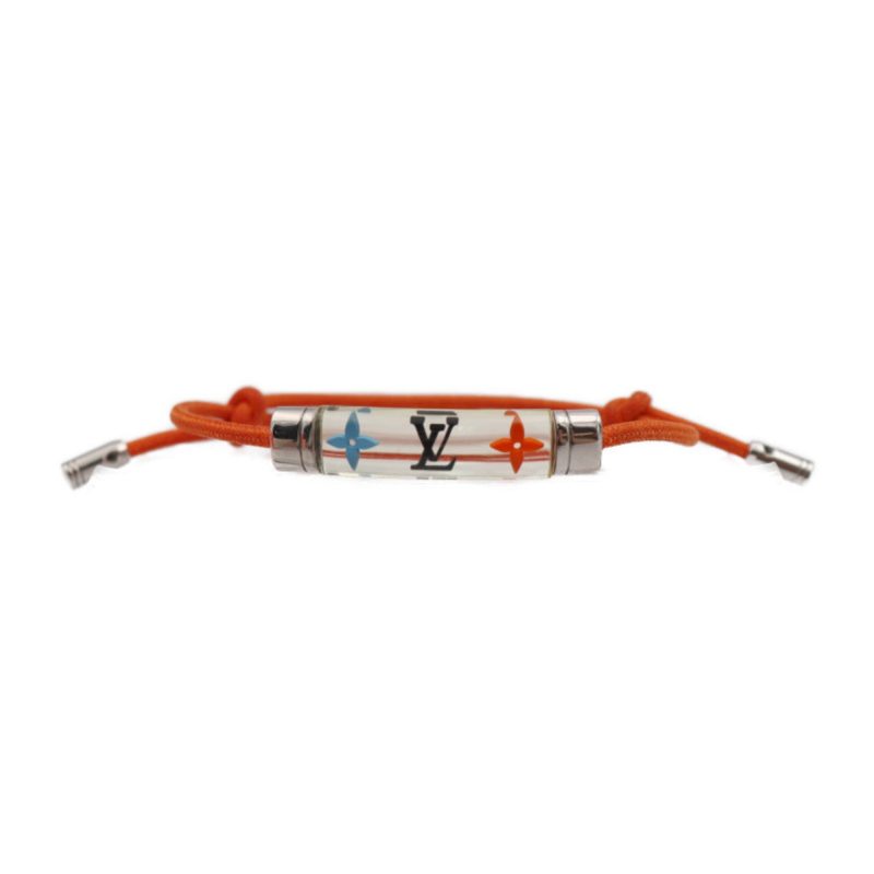 LOUIS VUITTON Bracelet LV Inclusion M69455 Nylon Cord x Resin Orange Silver Hardware Monogram - Logoexplore
