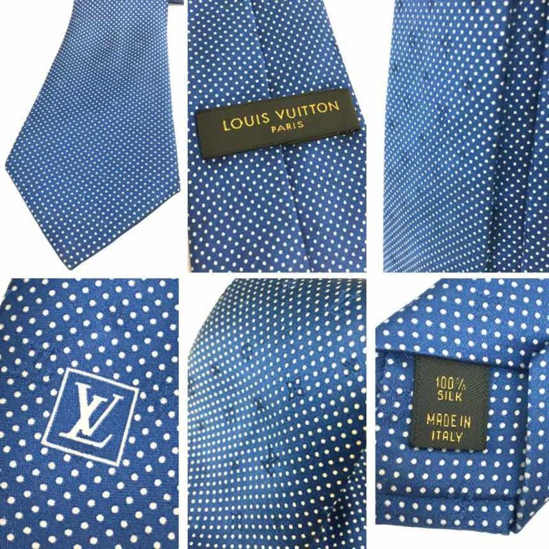 LOUIS VUITTON dot tie M78559 blue silk 100% men's - Logoexplore - Image 3