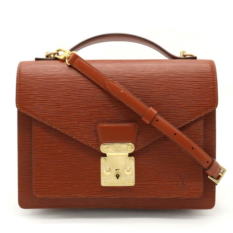 LOUIS VUITTON Epi Monceau Handbag Second Bag Shoulder Brown Kenya M52123 - Logoexplore