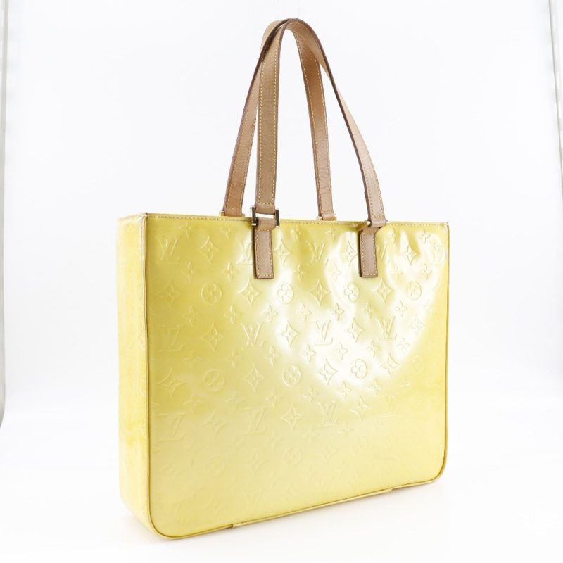 LOUIS VUITTON Columbus Tote Bag M91047 Monogram Verni Lime Yellow CA0979 Ladies - Logoexplore - Image 3