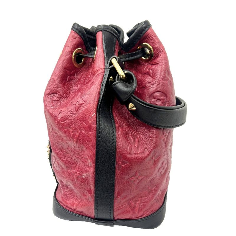 LOUIS VUITTON Dubourge Neonoe 2009 Autumn/Winter Collection Monogram Leather Handbag Studs Drawstring AR3009 Red Black - Logoexplore - Image 3