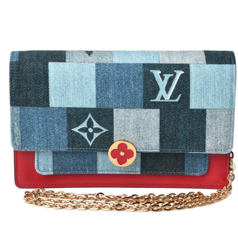 Louis Vuitton Chain Wallet Shoulder Bag LOUIS VUITTON FLORE CHAIN WALLET M69036 Denim Monogram - Logoexplore