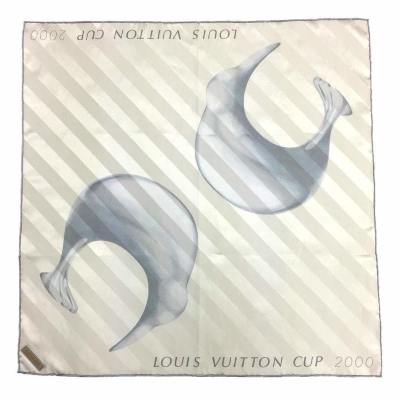 LOUIS VUITTON Cup 2000 limited scarf muffler bandana kiwi bird neckerchief Kare silk 100% light gray - Logoexplore