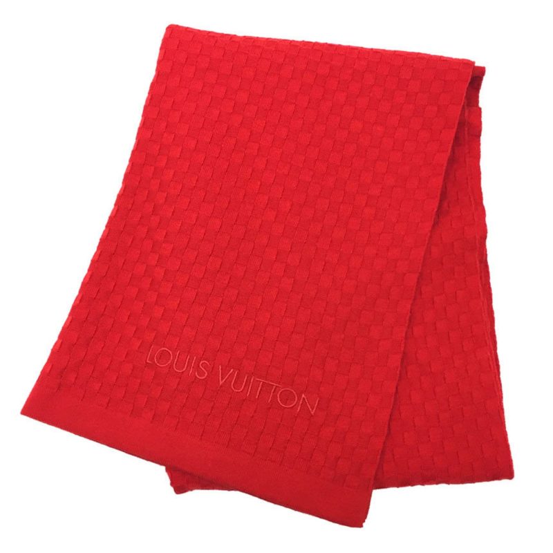 LOUIS VUITTON Escharp Micro Damier M75131 Red Cotton x Cashmere Stole aq5288 - Logoexplore