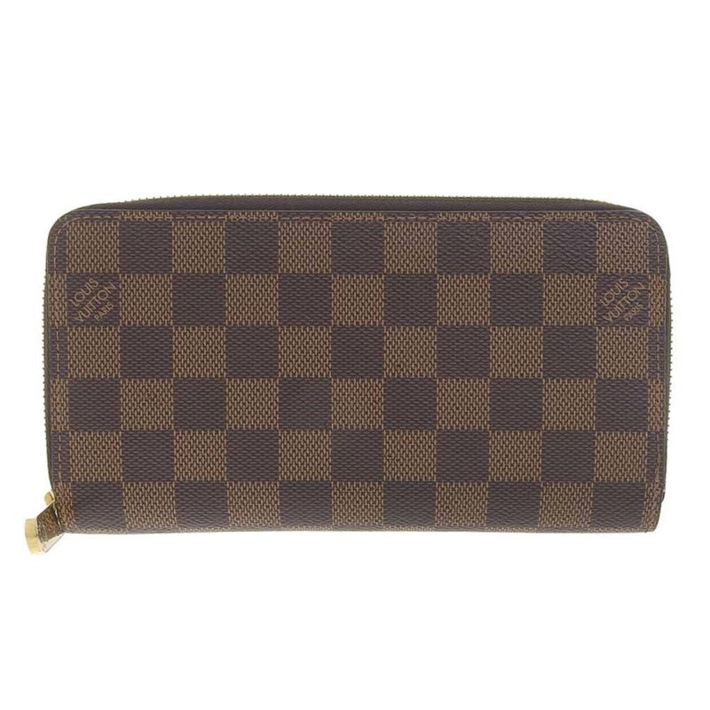 LOUIS VUITTON Damier Zippy Round Long Wallet Ebene Rose Ballerine N60046 - Logoexplore