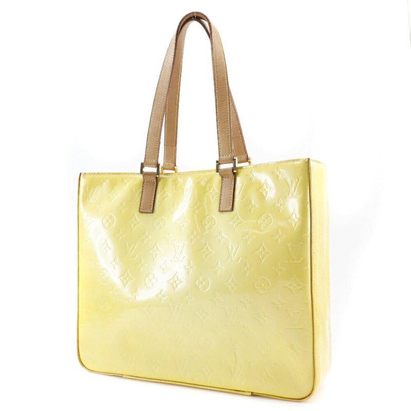 LOUIS VUITTON Columbus Tote Bag M91047 Monogram Verni Lime Yellow CA0979 Ladies - Logoexplore - Image 2