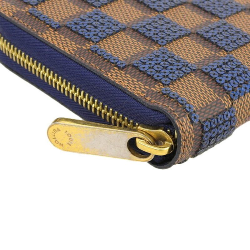 LOUIS VUITTON Damier Payette Sequins Zippy Wallet Round Zipper Long N63172 Brown/Blue Women's - Logoexplore - Image 3