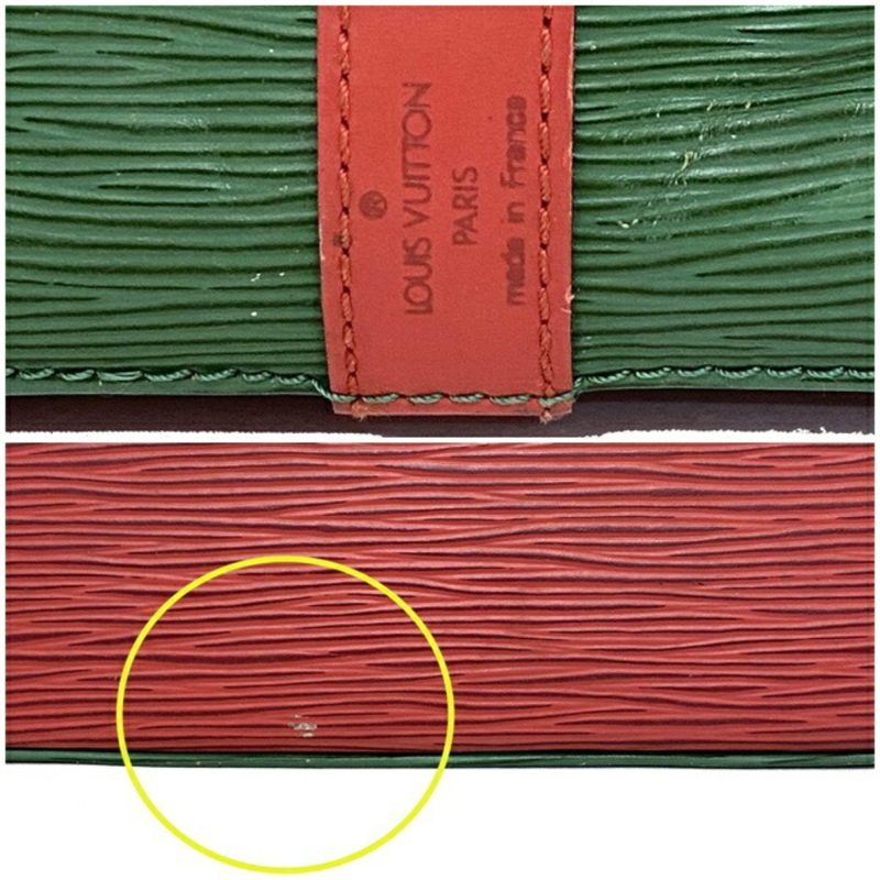 Louis Vuitton Drawstring Bag Petit Noe Green Red Blue M44147 Shoulder Leather A20953 LOUIS VUITTON Bicolor String Women's Men's Accent - Logoexplore - Image 10
