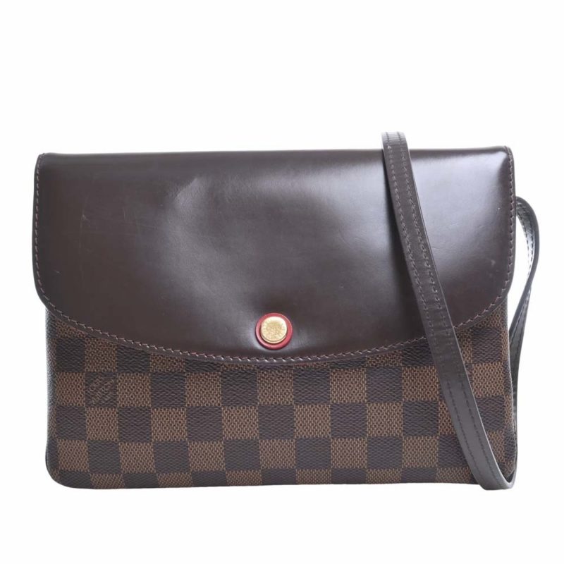 LOUIS VUITTON Damier Twice Shoulder Bag N48259 Brown/Red Ladies - Logoexplore