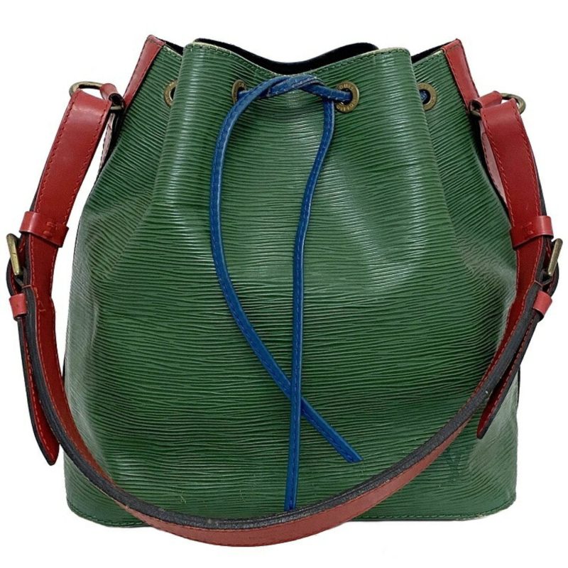 Louis Vuitton Drawstring Bag Petit Noe Green Red Blue M44147 Shoulder Leather A20953 LOUIS VUITTON Bicolor String Women's Men's Accent - Logoexplore