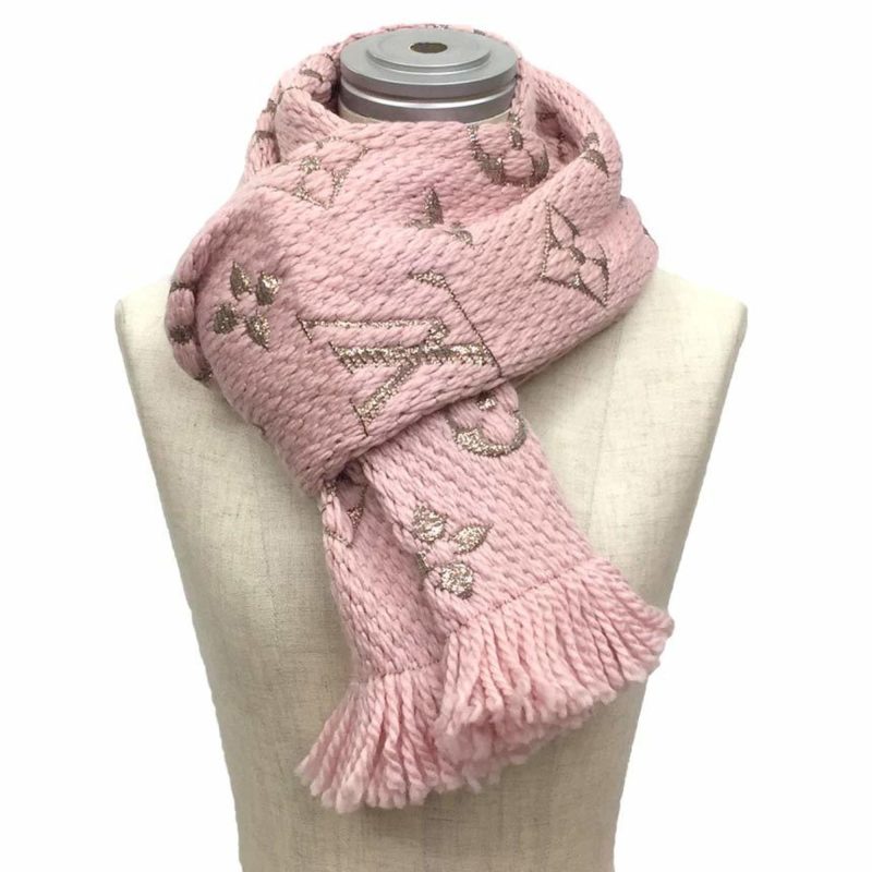 LOUIS VUITTON Escharpe Mania Shine Muffler M70466 Rose Ballerine Pink Monogram Wool Silk - Logoexplore - Image 2