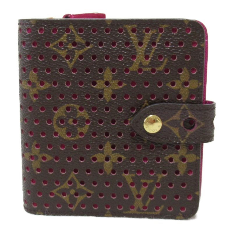 LOUIS VUITTON Compact Zip Round Wallet Brown Fuschia PVC coated canvas M95188 - Logoexplore