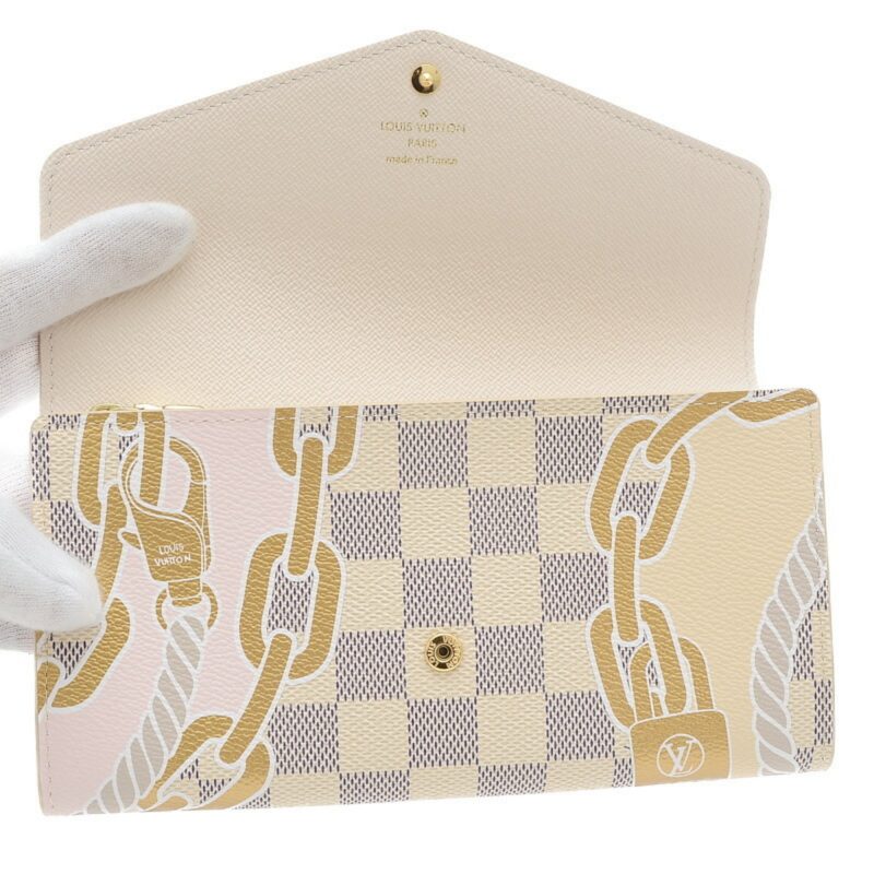 LOUIS VUITTON Damier Azur Portefeuille Sara NM Chain Pattern Zipper Long Wallet N40482 - Logoexplore - Image 3