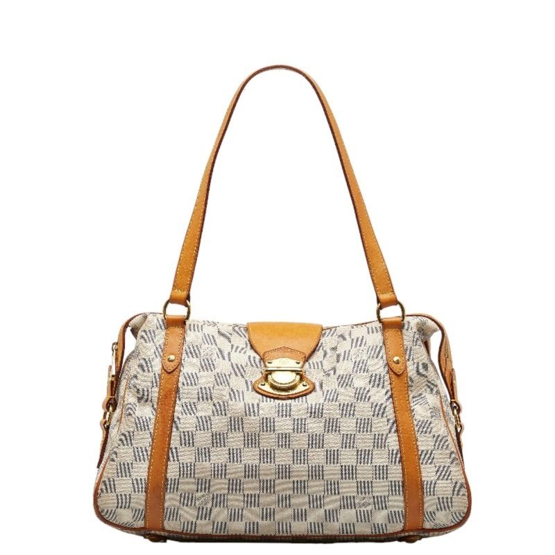 LOUIS VUITTON Damier Azur Streza PM Handbag Tote Bag N42220 White PVC Leather Ladies - Logoexplore